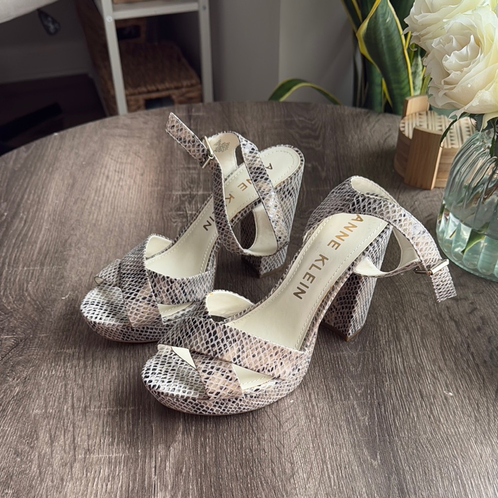 Anne Klein Women's Snakeskin Heeled Sandals